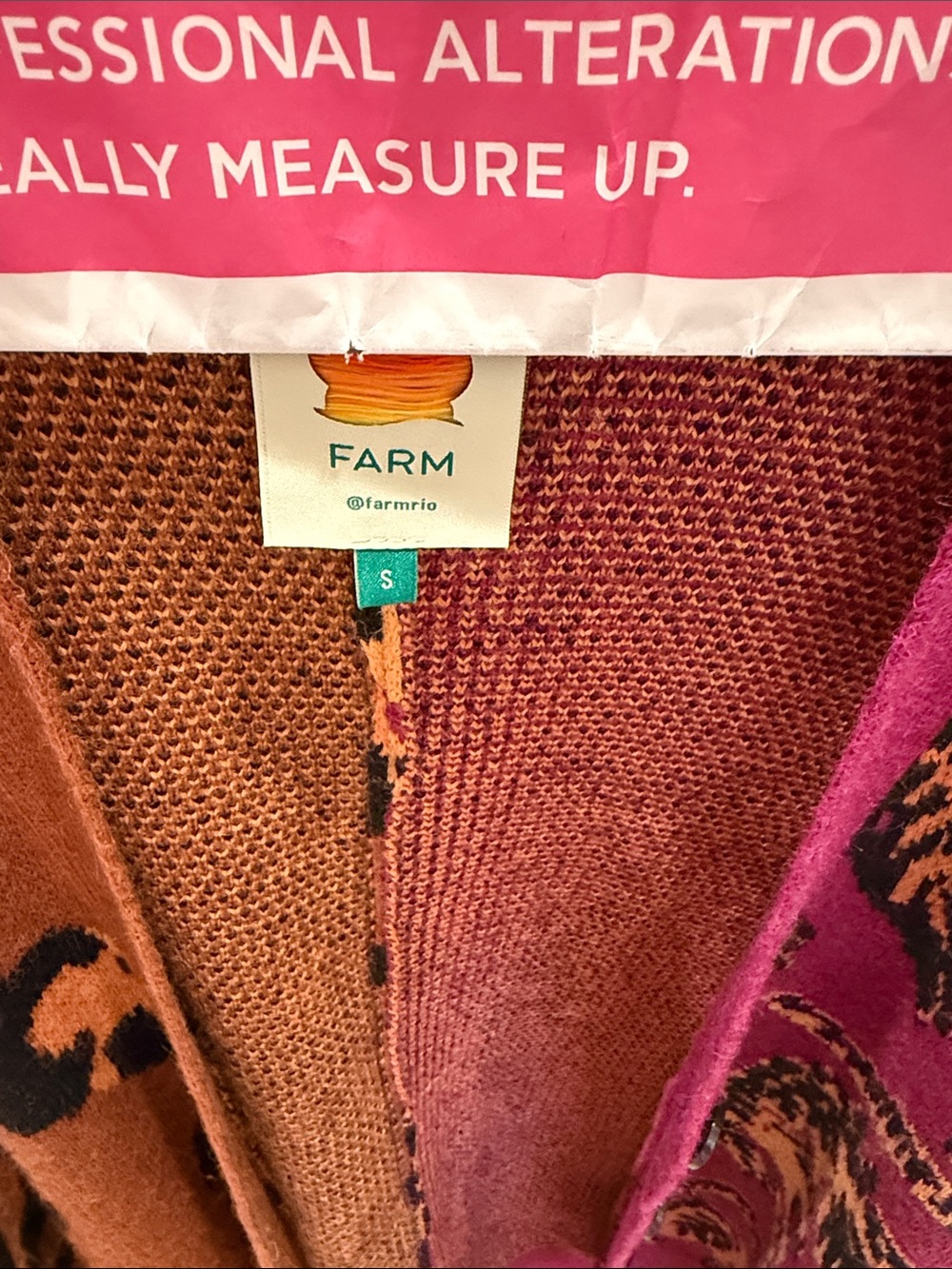 FARM Rio Brown & Pink Leopard Open Cardigan - Picture 2 of 3